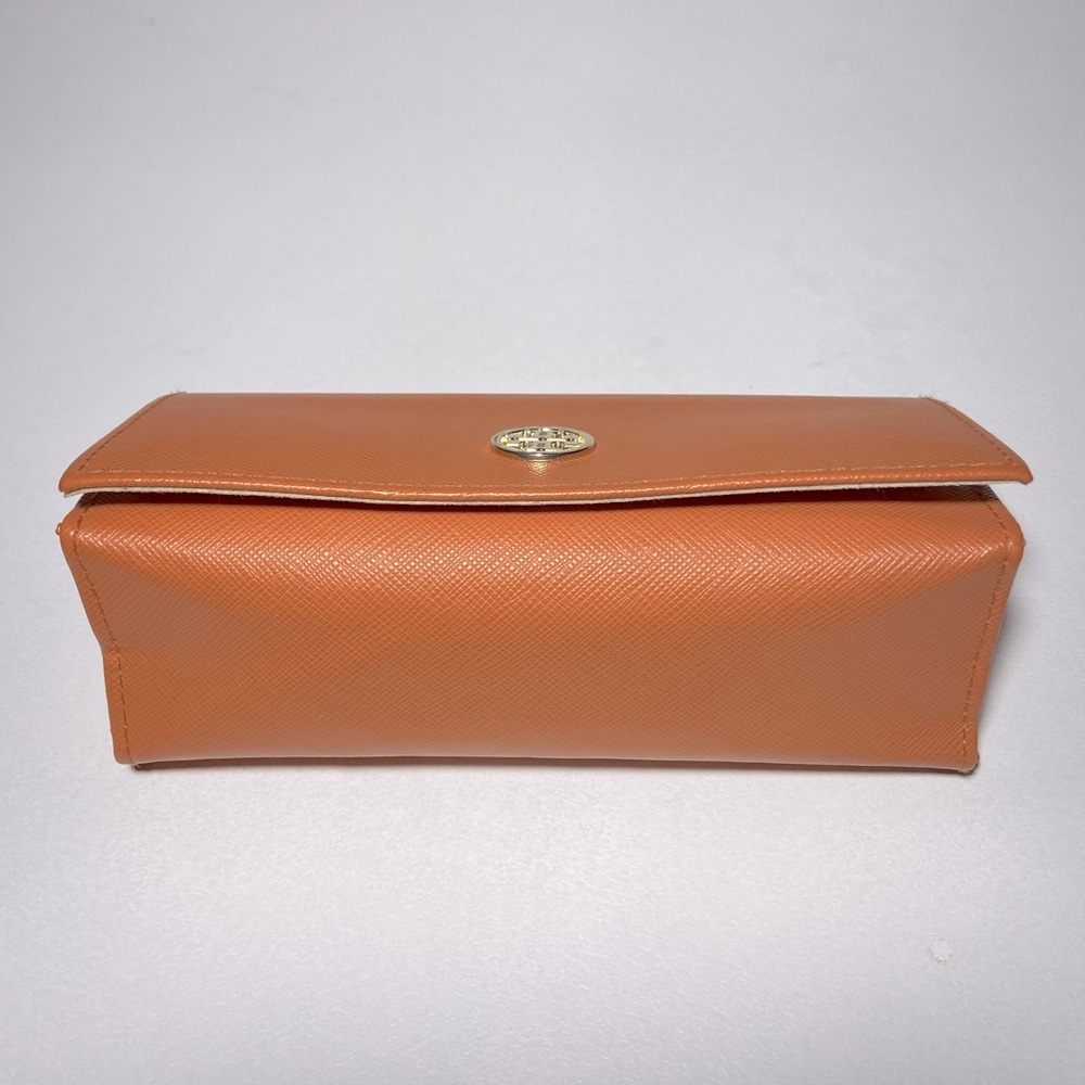 Tory Burch Saffiano Leather Sunglasses Eyeglasses Case Gold Logo with Pouch - Picture 6 of 15